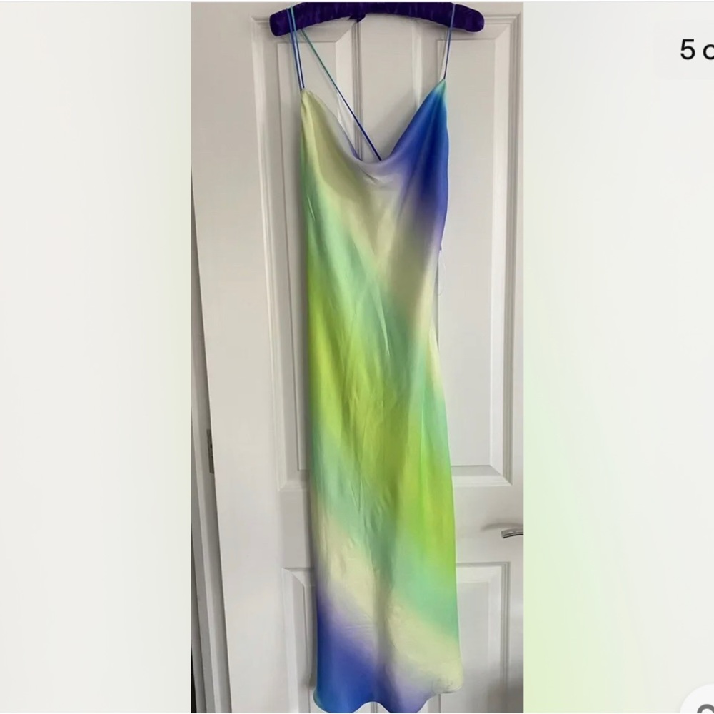 Zara tie dye satin effect midi slip dress small Nwt